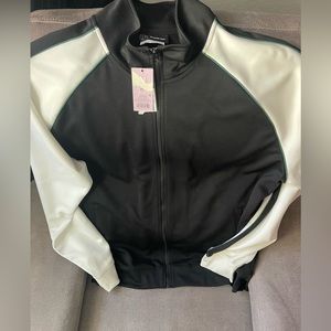 Sport Zip Up Jacket - Black, White, Trim Green